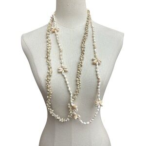 Set of (2) Vintage Cowrie Shell Necklaces Handmade‎ Lei Single Strand Hawaiian
